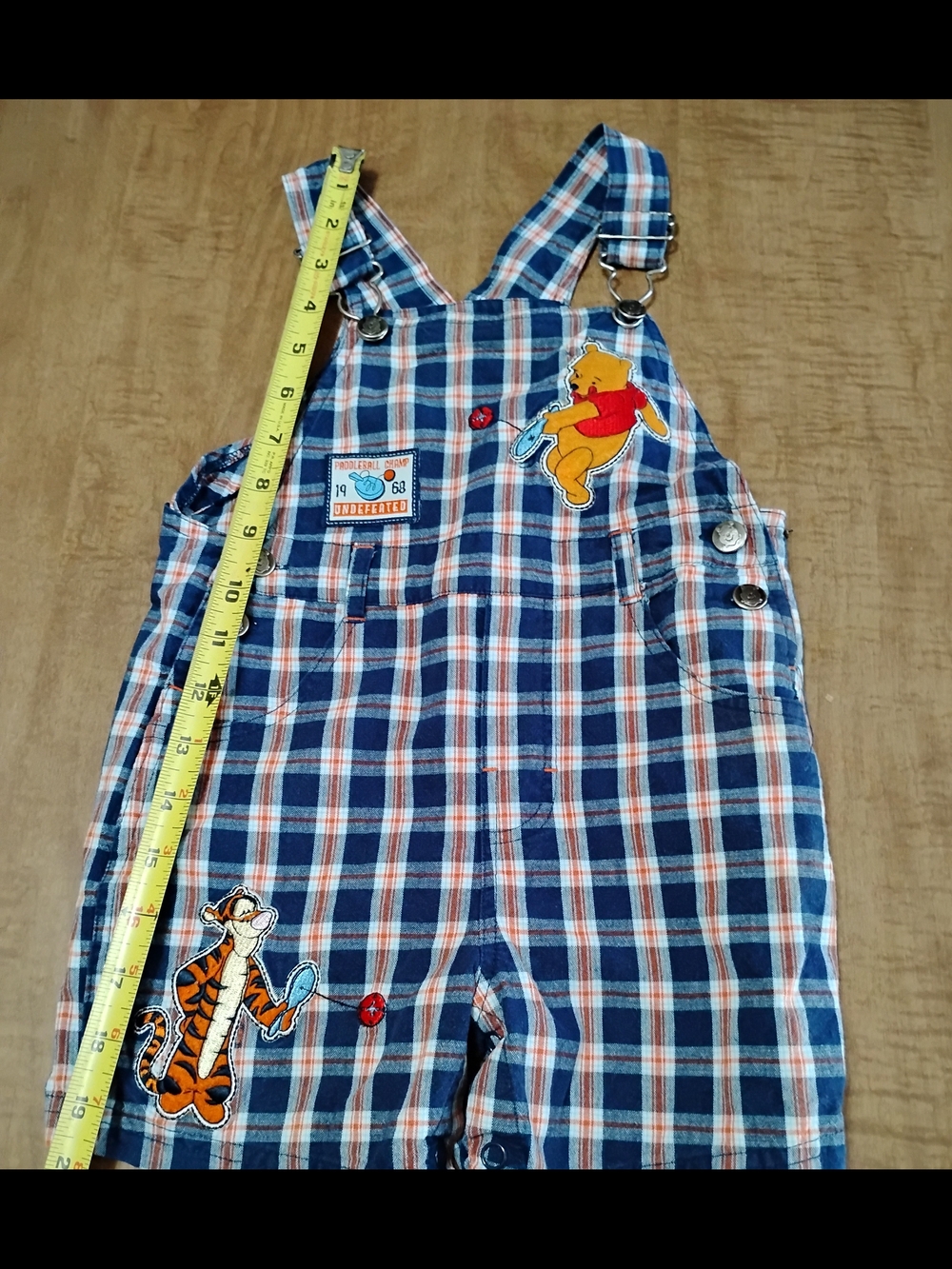 Vintage Disney Winnie the Pooh Blue Plaid Kids Overalls